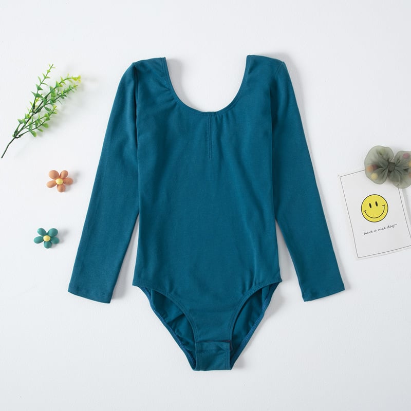 Gyerek balett leotard hosszú ujjú, 95% pamut, gyakorláshoz, puha tapintású anyag