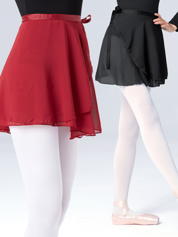 Fustă de dans pentru femei – fustă scurtă de balet, din șifon, într-o singură piesă, model solid, poliester cu căptușeală din amestec de bumbac