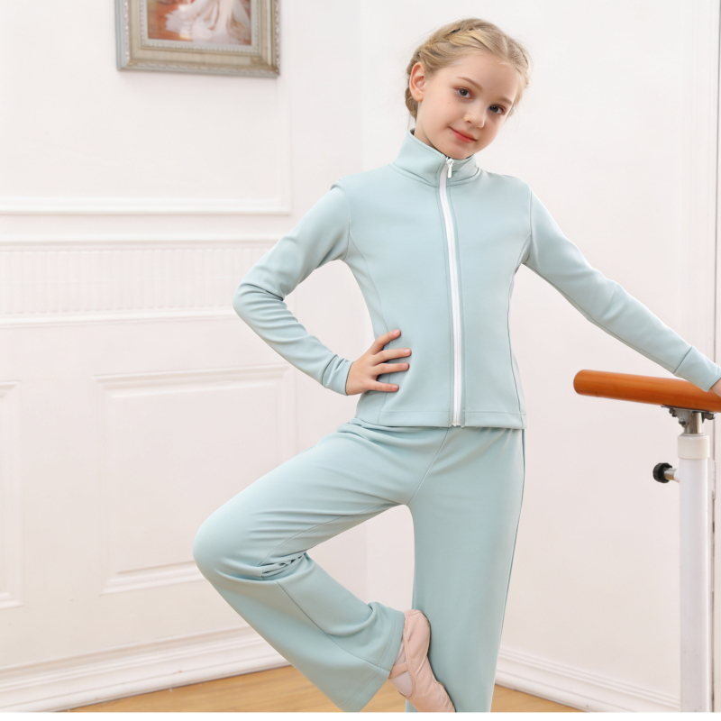 Detské baletné tréningové sako s dlhým rukávom, stojací golier a zips, nylon 75%, jemný povrch, pre deti nad 8 rokov, Zima 2025