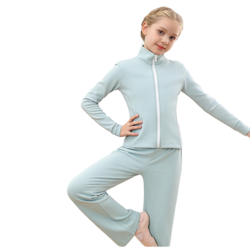 Detské baletné tréningové sako s dlhým rukávom, stojací golier a zips, nylon 75%, jemný povrch, pre deti nad 8 rokov, Zima 2025
