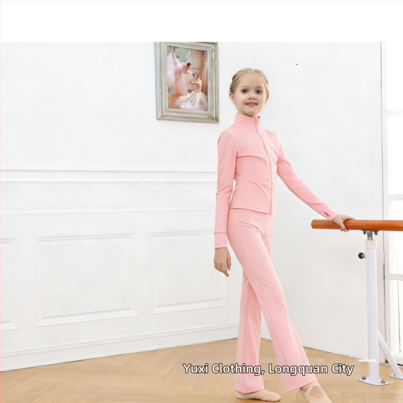 Detské baletné tréningové sako s dlhým rukávom, stojací golier a zips, nylon 75%, jemný povrch, pre deti nad 8 rokov, Zima 2025