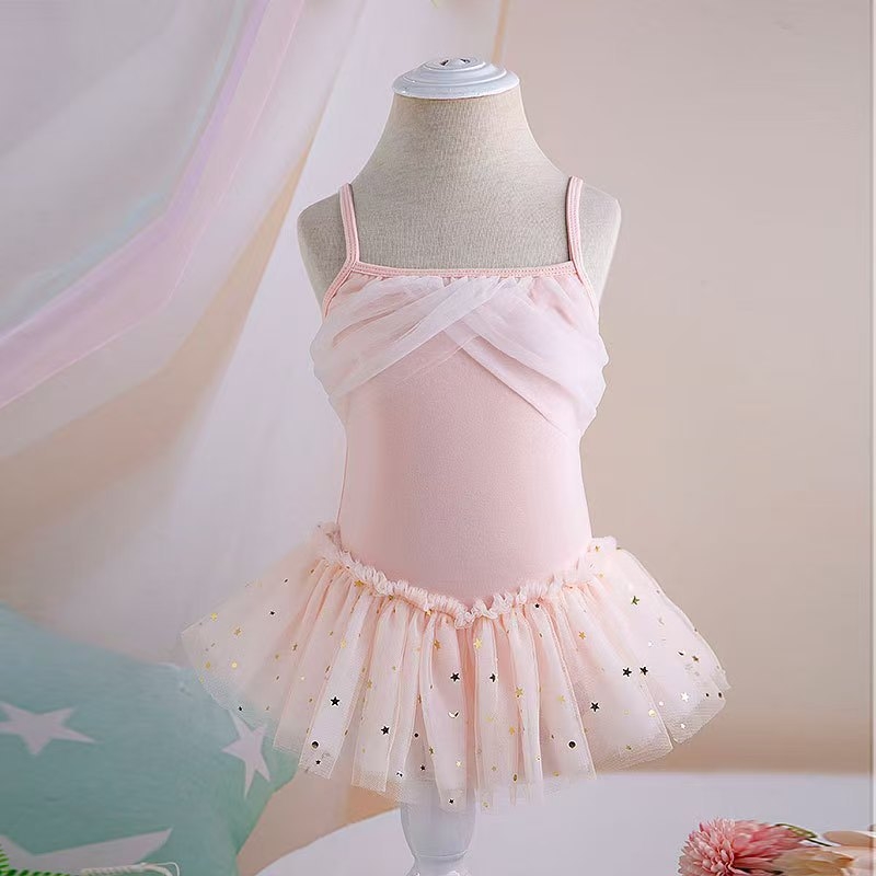 Gyerek balett tutu ruha hálós panelokkal, pántokkal és bandeau felsőrésszel, 95% pamut, lágy felület, 3-8 éves korosztálynak