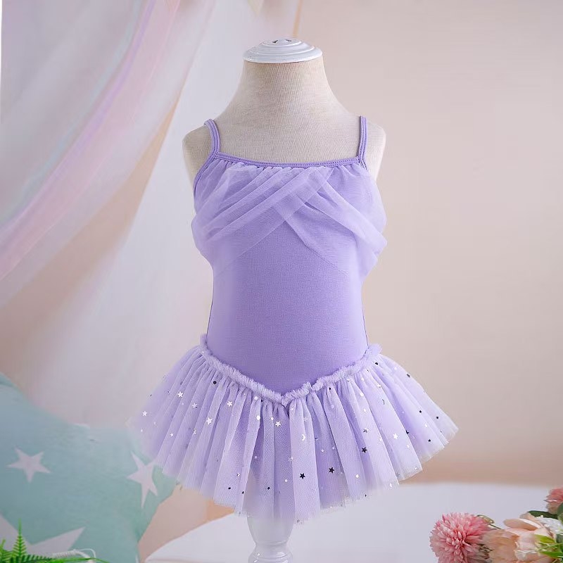 Gyerek balett tutu ruha hálós panelokkal, pántokkal és bandeau felsőrésszel, 95% pamut, lágy felület, 3-8 éves korosztálynak