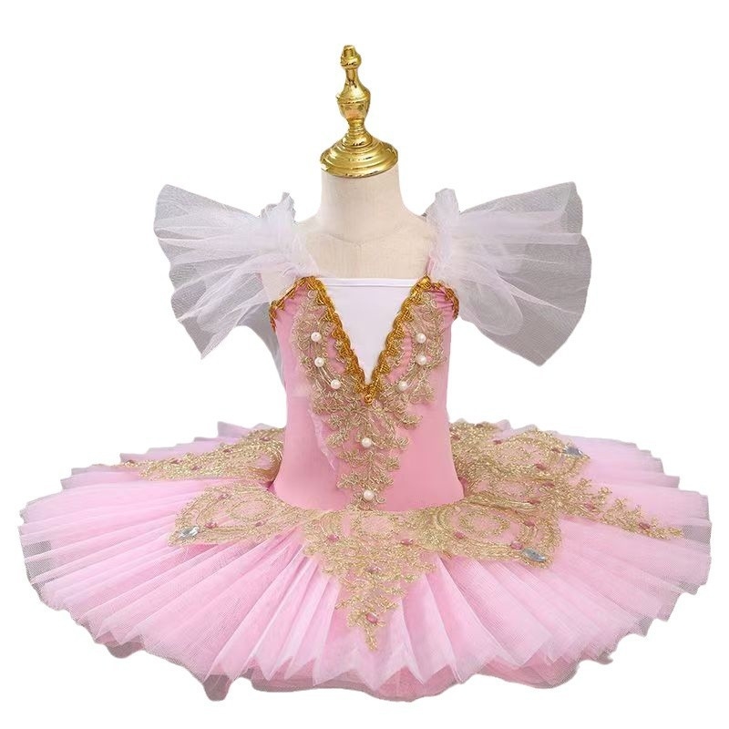 Costum tutu balet pentru copii pentru reprezentații pe scenă, 3–8 ani, 80% poliester, țesătură creponată, primăvara 2025