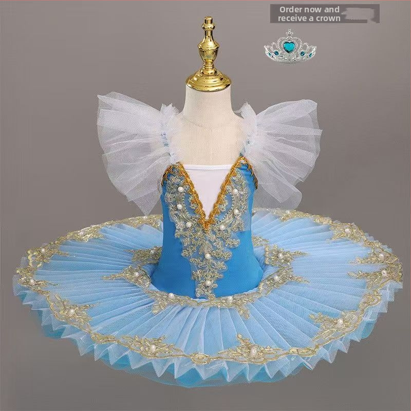 Costum tutu balet pentru copii pentru reprezentații pe scenă, 3–8 ani, 80% poliester, țesătură creponată, primăvara 2025