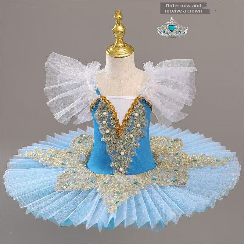 Costum tutu balet pentru copii pentru reprezentații pe scenă, 3–8 ani, 80% poliester, țesătură creponată, primăvara 2025