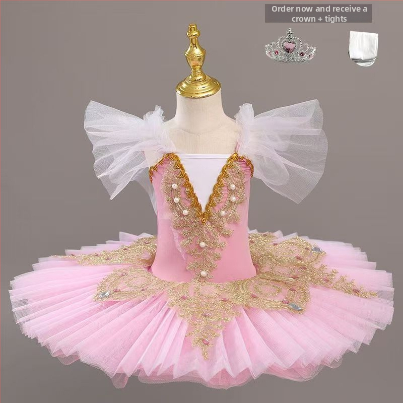 Costum tutu balet pentru copii pentru reprezentații pe scenă, 3–8 ani, 80% poliester, țesătură creponată, primăvara 2025