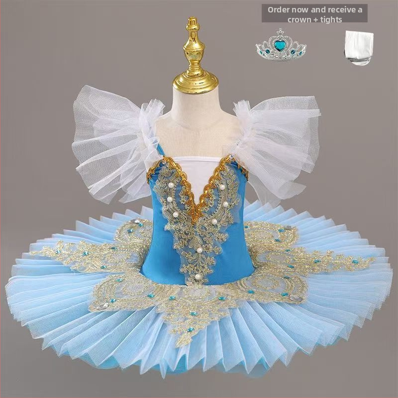Costum tutu balet pentru copii pentru reprezentații pe scenă, 3–8 ani, 80% poliester, țesătură creponată, primăvara 2025