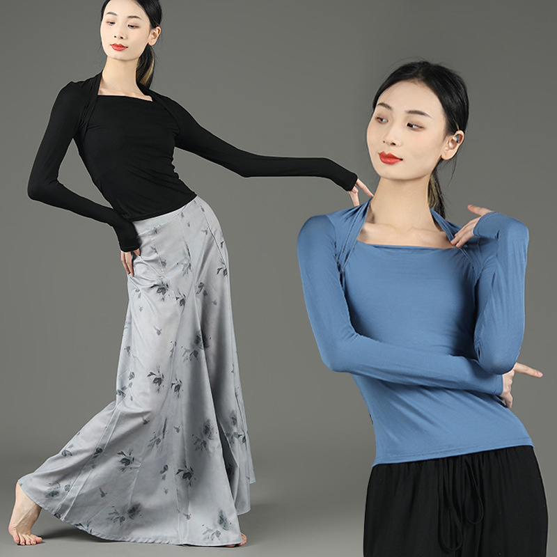 Love nafei modern táncruha lányoknak: hosszú ujjú balett felső és hosszú culottesnadrág, egyszínű anyag, Modal anyag, 80% Modal