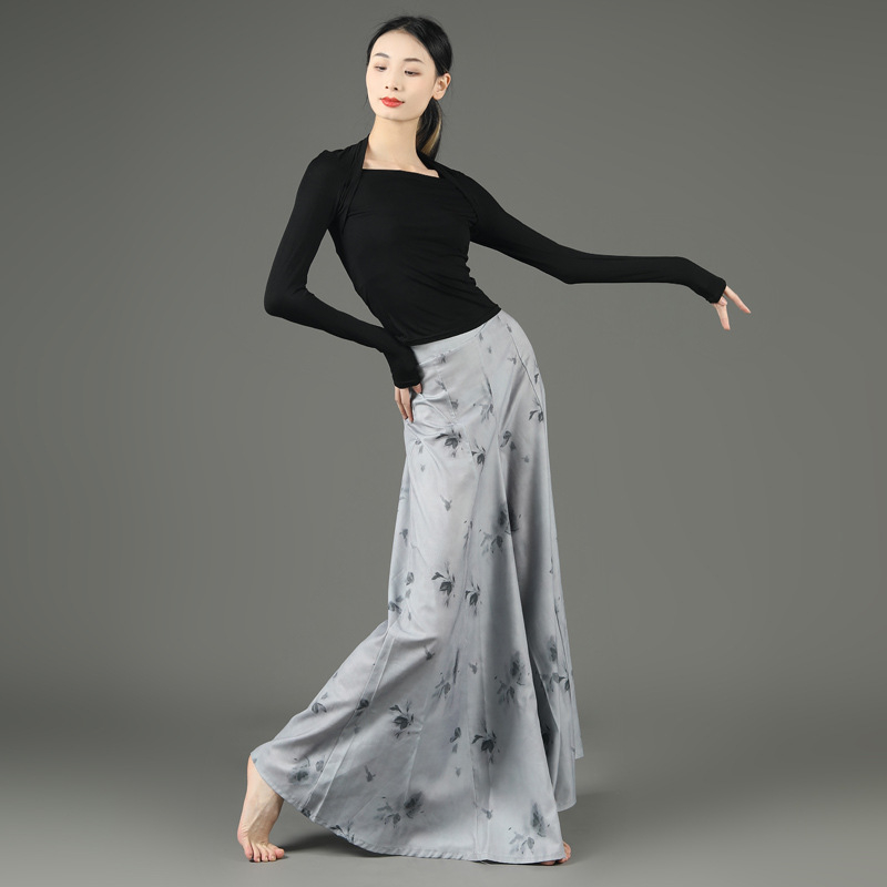 Love nafei modern táncruha lányoknak: hosszú ujjú balett felső és hosszú culottesnadrág, egyszínű anyag, Modal anyag, 80% Modal