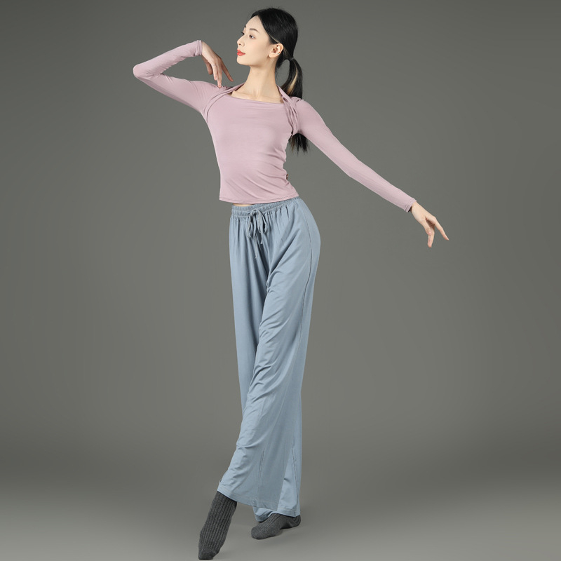 Love nafei modern táncruha lányoknak: hosszú ujjú balett felső és hosszú culottesnadrág, egyszínű anyag, Modal anyag, 80% Modal