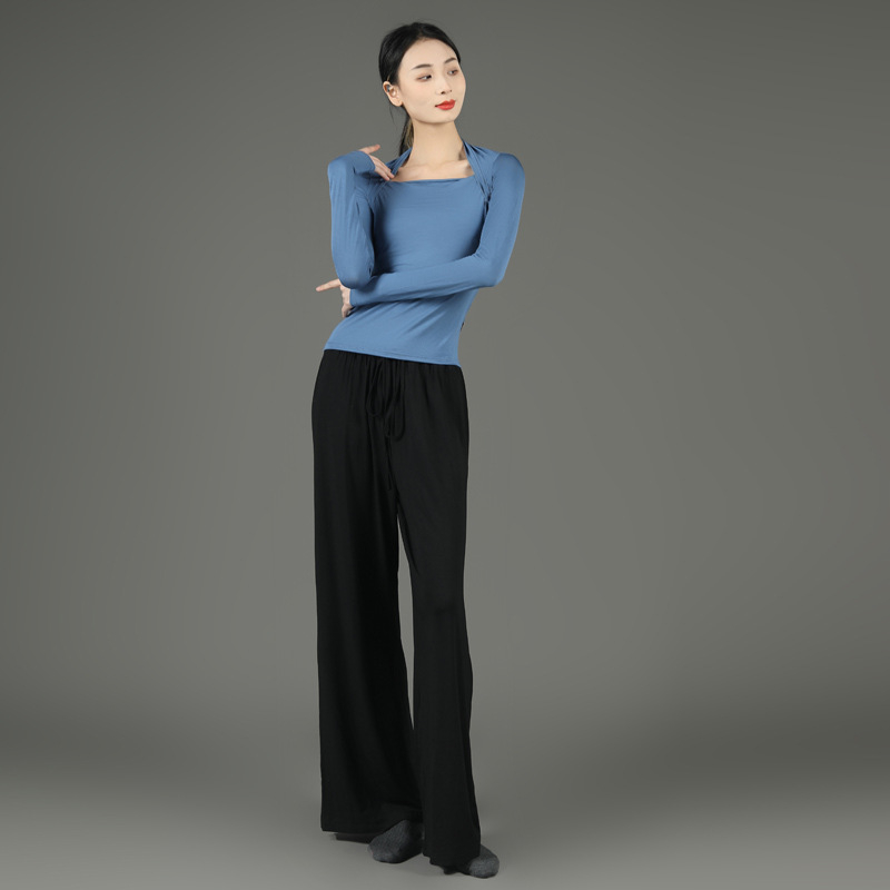 Love nafei modern táncruha lányoknak: hosszú ujjú balett felső és hosszú culottesnadrág, egyszínű anyag, Modal anyag, 80% Modal