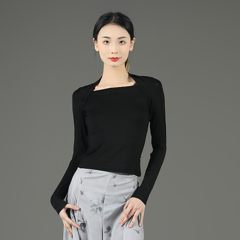 Love nafei modern táncruha lányoknak: hosszú ujjú balett felső és hosszú culottesnadrág, egyszínű anyag, Modal anyag, 80% Modal