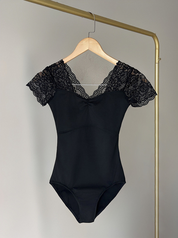 Costum leotard balet cu dantelă, salopetă cu mâneci scurte pentru antrenament de dans/gimnastică, PVC ≤30%, stil retro chinezesc, primăvara 2025