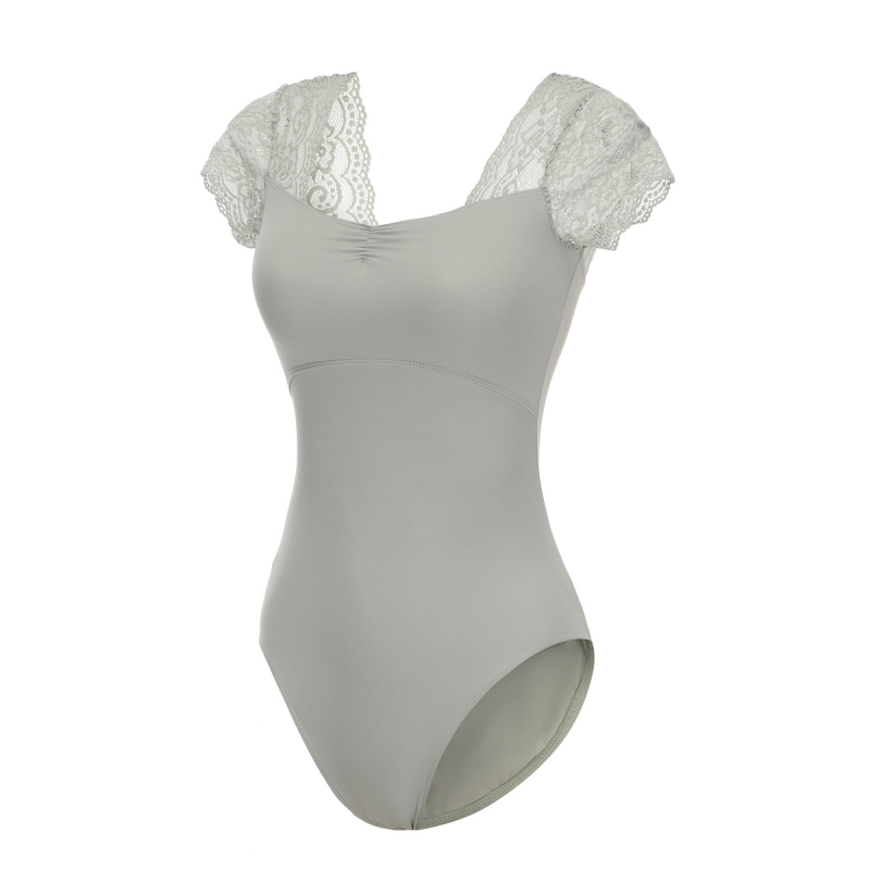 Costum leotard balet cu dantelă, salopetă cu mâneci scurte pentru antrenament de dans/gimnastică, PVC ≤30%, stil retro chinezesc, primăvara 2025