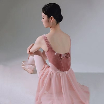 Body balet pentru femei, cu funda din catifea – stil chinezesc, retro literar; Primăvara 2025; material TR; PVC până la 30%; Bumbac până la 30%