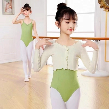 Îmbrăcăminte de dans pentru copii: top cu mâneci lungi din TR țesătură cu PVC 50-70%, stil chinezesc, retro literar, primăvara 2025