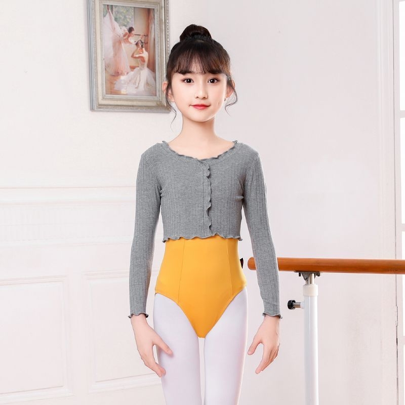 Îmbrăcăminte de dans pentru copii: top cu mâneci lungi din TR țesătură cu PVC 50-70%, stil chinezesc, retro literar, primăvara 2025