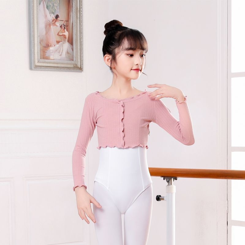 Îmbrăcăminte de dans pentru copii: top cu mâneci lungi din TR țesătură cu PVC 50-70%, stil chinezesc, retro literar, primăvara 2025