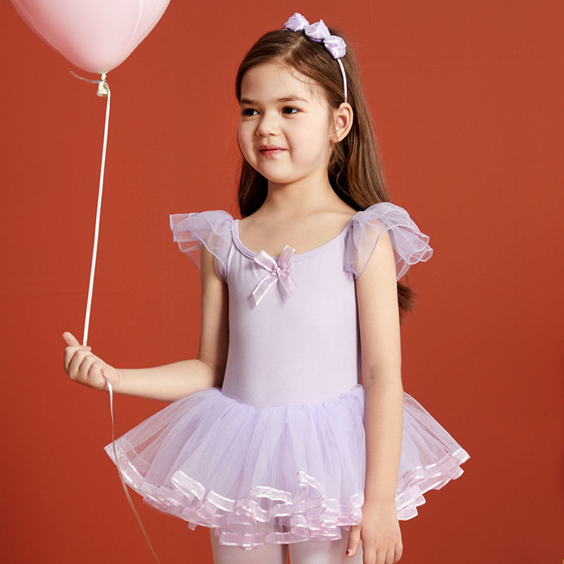 Rochie de dans pentru copii, cu mâneci lungi și fustă tutu, țesătură TR, PVC material principal, conținut 90–95%, stil chinezesc, retro literar, Primăvara 2025