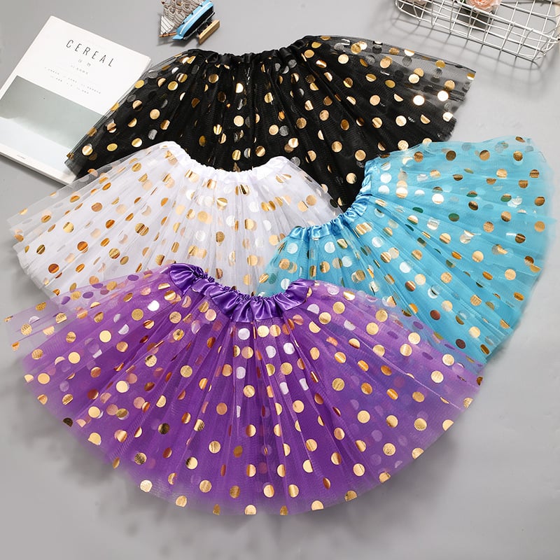 Fustă tutu pentru copii cu buline și paiete - Colecția de iarnă 2023, țesătură poliester; Componenta principală PVC >95%; Ștampilare la cald; Stil literar retro