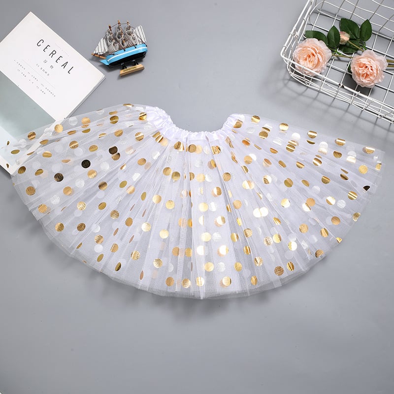 Fustă tutu pentru copii cu buline și paiete - Colecția de iarnă 2023, țesătură poliester; Componenta principală PVC >95%; Ștampilare la cald; Stil literar retro