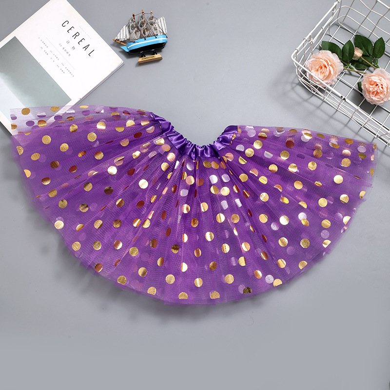 Fustă tutu pentru copii cu buline și paiete - Colecția de iarnă 2023, țesătură poliester; Componenta principală PVC >95%; Ștampilare la cald; Stil literar retro