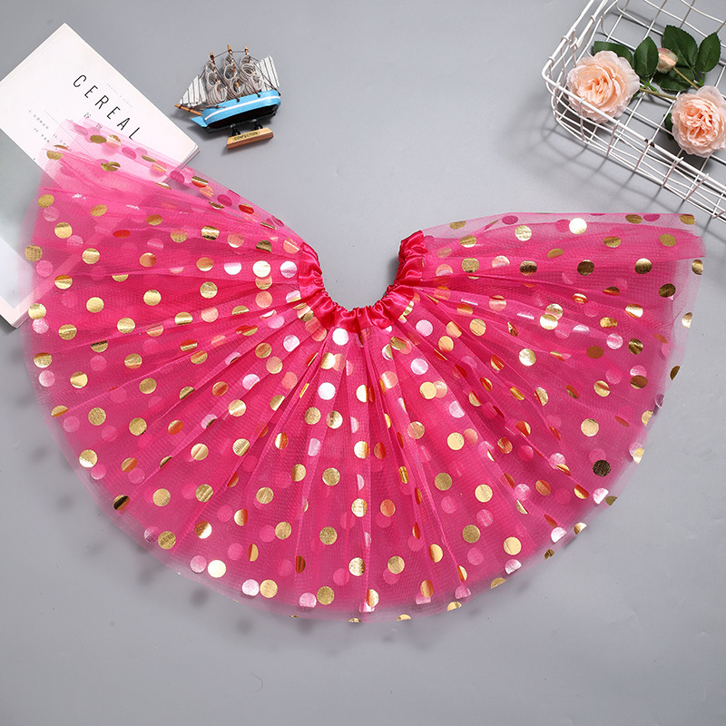 Fustă tutu pentru copii cu buline și paiete - Colecția de iarnă 2023, țesătură poliester; Componenta principală PVC >95%; Ștampilare la cald; Stil literar retro