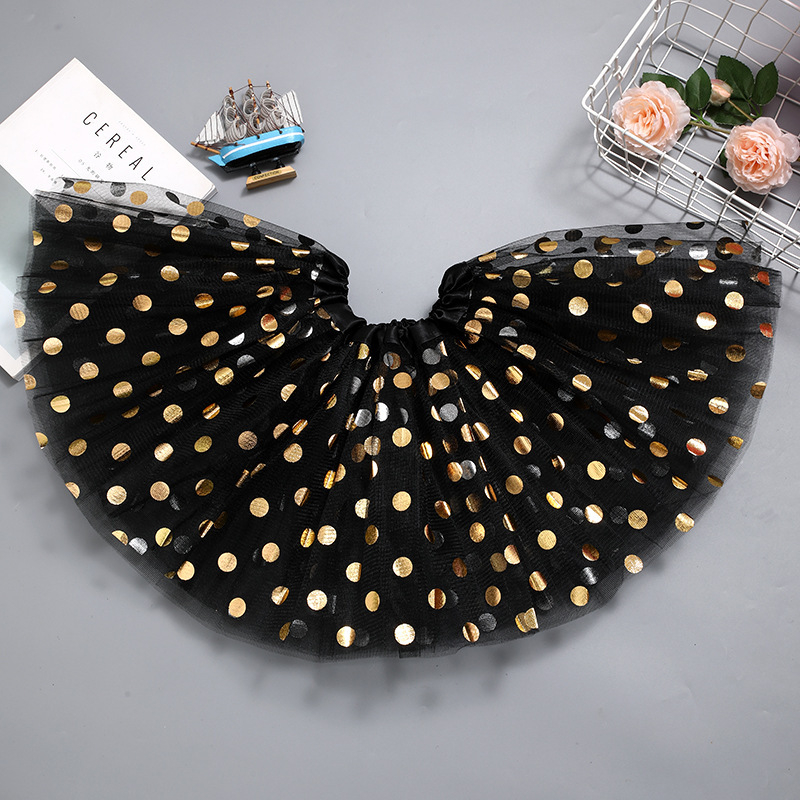Fustă tutu pentru copii cu buline și paiete - Colecția de iarnă 2023, țesătură poliester; Componenta principală PVC >95%; Ștampilare la cald; Stil literar retro