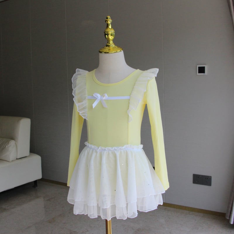 Dječji proljetni baletni leotard s dugim rukavima, pamuk-elastan, jednodijelni plesni kostim