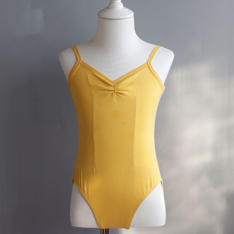 Dievčenské letné baletné tréningové body — bavlna-spandex zmes (95% elastan), štýl princezná, pre vek 3–8 rokov