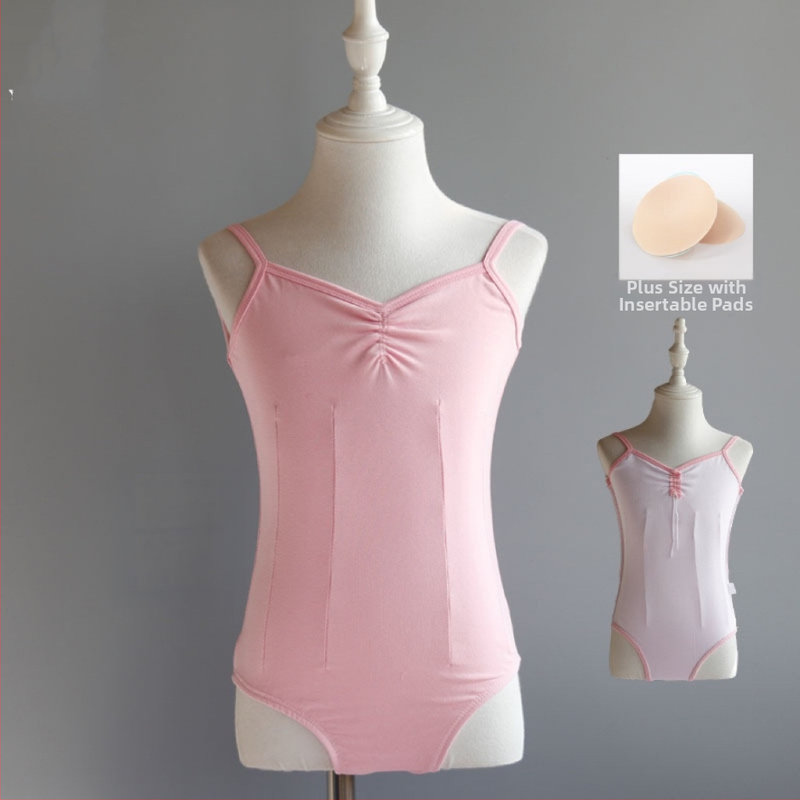 Dievčenské letné baletné tréningové body — bavlna-spandex zmes (95% elastan), štýl princezná, pre vek 3–8 rokov