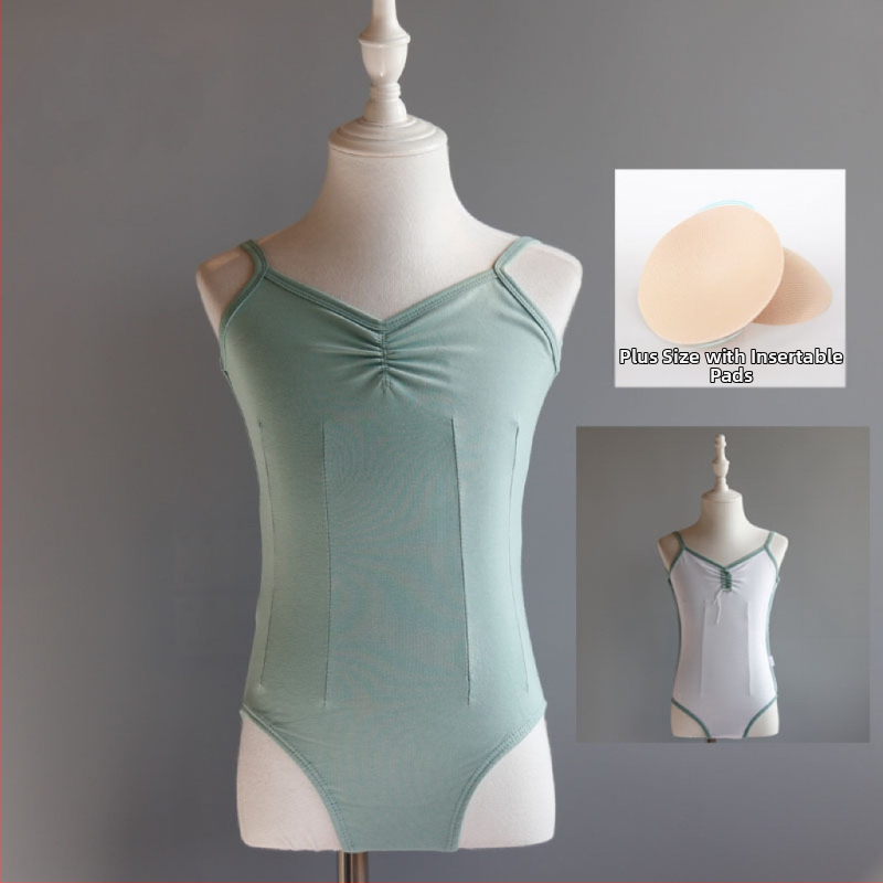 Dievčenské letné baletné tréningové body — bavlna-spandex zmes (95% elastan), štýl princezná, pre vek 3–8 rokov