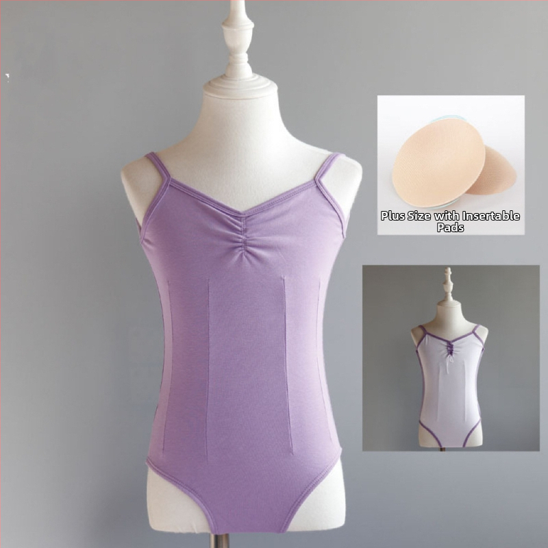 Dievčenské letné baletné tréningové body — bavlna-spandex zmes (95% elastan), štýl princezná, pre vek 3–8 rokov