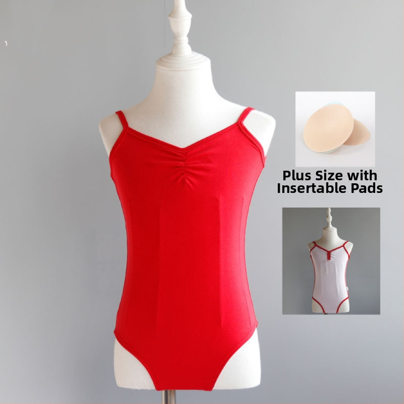 Dievčenské letné baletné tréningové body — bavlna-spandex zmes (95% elastan), štýl princezná, pre vek 3–8 rokov