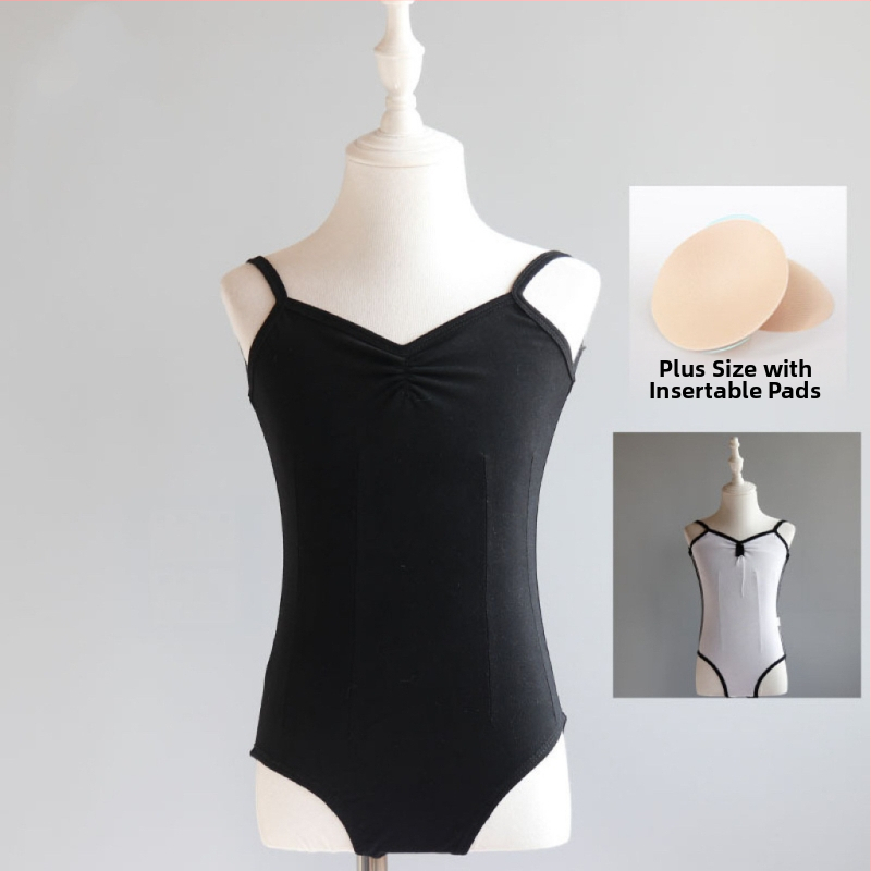 Dievčenské letné baletné tréningové body — bavlna-spandex zmes (95% elastan), štýl princezná, pre vek 3–8 rokov