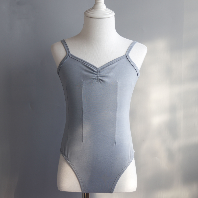 Dievčenské letné baletné tréningové body — bavlna-spandex zmes (95% elastan), štýl princezná, pre vek 3–8 rokov