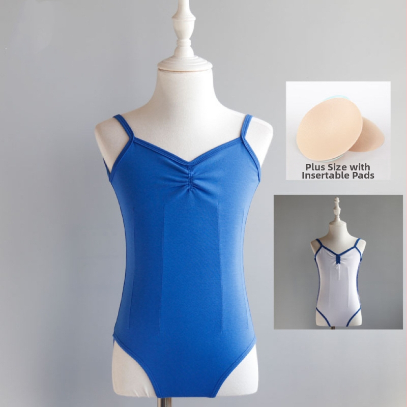 Dievčenské letné baletné tréningové body — bavlna-spandex zmes (95% elastan), štýl princezná, pre vek 3–8 rokov