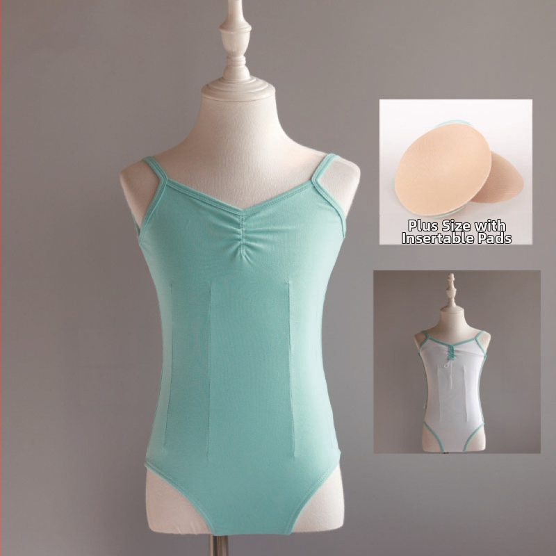 Dievčenské letné baletné tréningové body — bavlna-spandex zmes (95% elastan), štýl princezná, pre vek 3–8 rokov