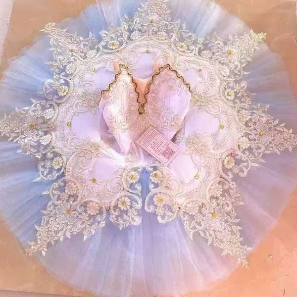 Fustă de performanță pentru copii, vals modern, stil prințesă, material spandex cu plasă dantelată, 95% spandex, tratament moale