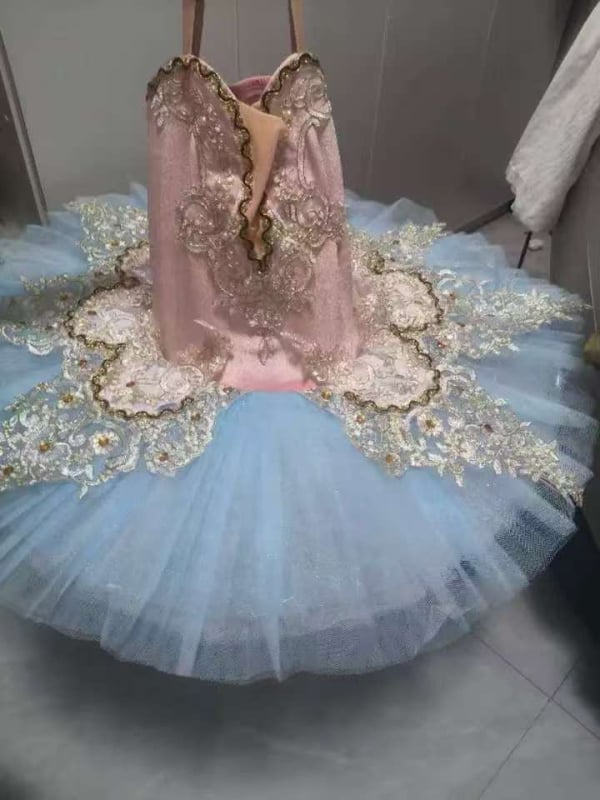 Fustă de performanță pentru copii, vals modern, stil prințesă, material spandex cu plasă dantelată, 95% spandex, tratament moale