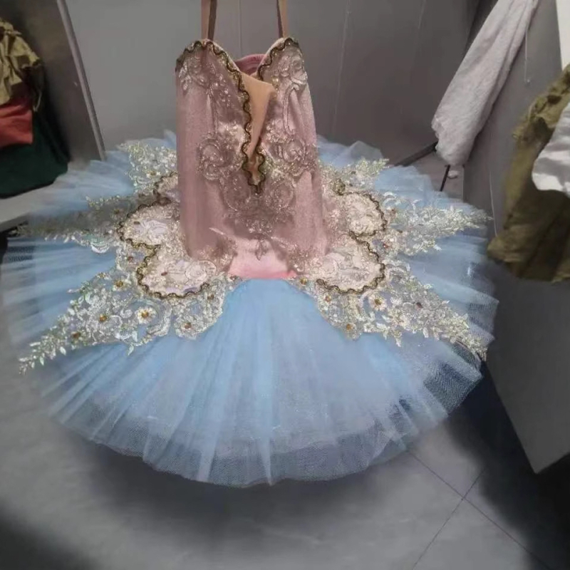 Fustă de performanță pentru copii, vals modern, stil prințesă, material spandex cu plasă dantelată, 95% spandex, tratament moale