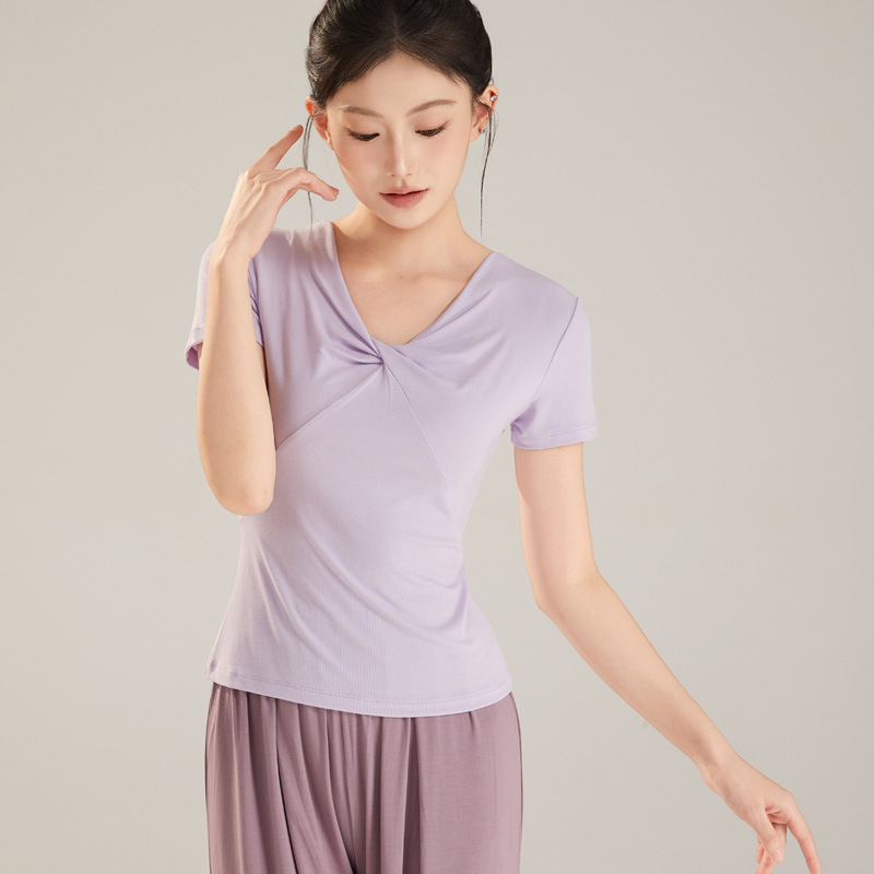 Top pentru dans modern femei, material din amestec de bumbac cu căptușeală din viscoză, potrivit pentru balet și dans clasic