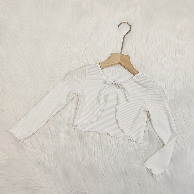 Jachetă de dans pentru copii, primăvară-toamnă – mâneci lungi, material din bumbac, tratament moale, pentru antrenamentul de balet al fetelor