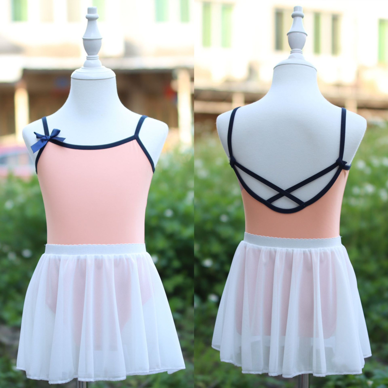 Detské tanečné oblečenie pre dievčatá: body s ramienkami a tutu sukňou, nylon 95%, mäkké spracovanie, korejský štýl, vek 3-8 rokov