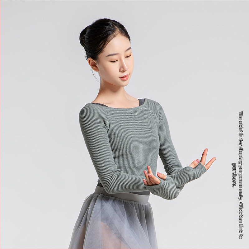 Tančný sveter z pleteniny z akrylového vlákna s vysokou elasticitou, bavlnená podšívka; zima, jeseň a jar; balet a ľudový tanec