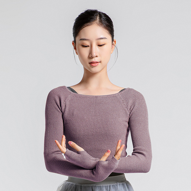 Tančný sveter z pleteniny z akrylového vlákna s vysokou elasticitou, bavlnená podšívka; zima, jeseň a jar; balet a ľudový tanec