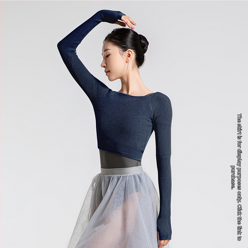 Tančný sveter z pleteniny z akrylového vlákna s vysokou elasticitou, bavlnená podšívka; zima, jeseň a jar; balet a ľudový tanec