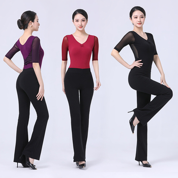 Îmbrăcăminte de antrenament pentru square dance – mâneci medii, material plasă, bumbac, căptușeală din mătase de lapte