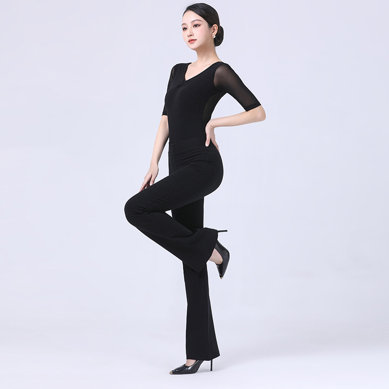 Îmbrăcăminte de antrenament pentru square dance – mâneci medii, material plasă, bumbac, căptușeală din mătase de lapte